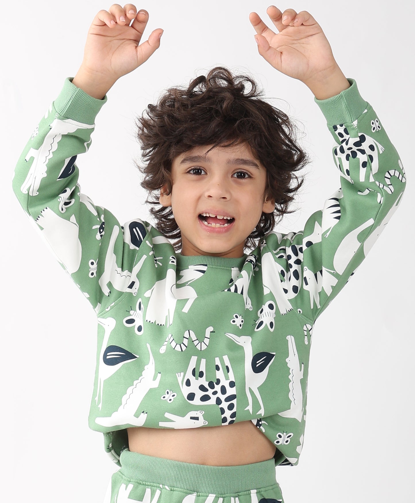 ANIMAL GREEN FLEECE BOYS SWEATSHIRT - GREEN