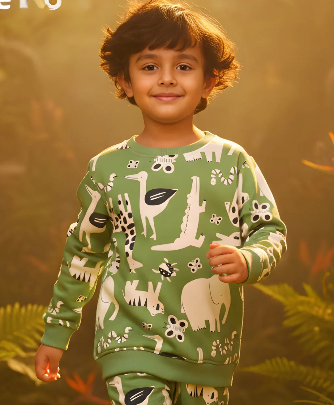 ANIMAL GREEN FLEECE BOYS SWEATSHIRT - GREEN - Anthrilo 
