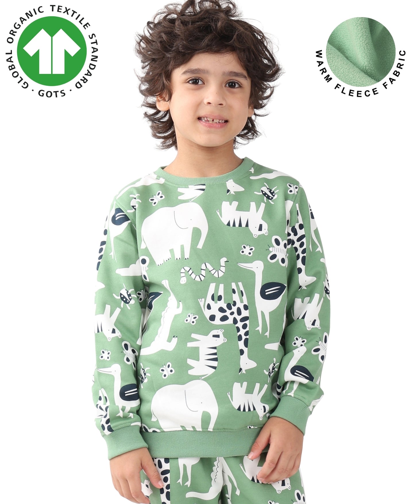 ANIMAL GREEN FLEECE BOYS SWEATSHIRT - GREEN