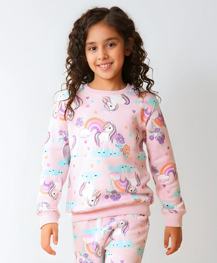 UNICORN HEART PRETTY PINK FLEECE SWEATSHIRT - PINK - Anthrilo 