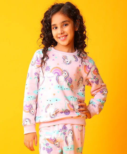 UNICORN HEART PRETTY PINK FLEECE SWEATSHIRT - PINK