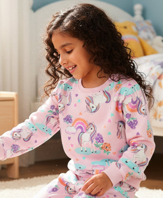 UNICORN HEART PRETTY PINK FLEECE SWEATSHIRT - PINK