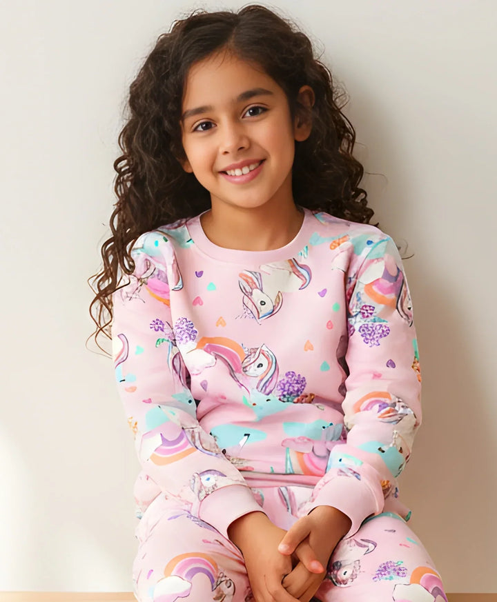UNICORN HEART PRETTY PINK FLEECE SWEATSHIRT - PINK - Anthrilo 