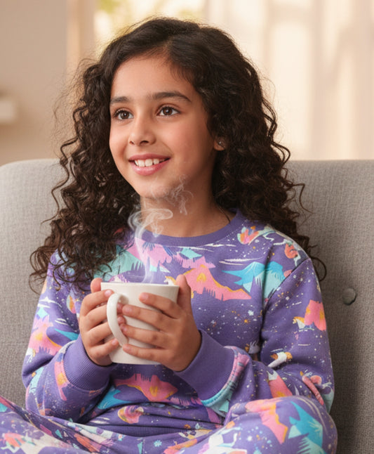 UNICORN PLANET GIRLS FLEECE SWEATSHIRT - PURPLE