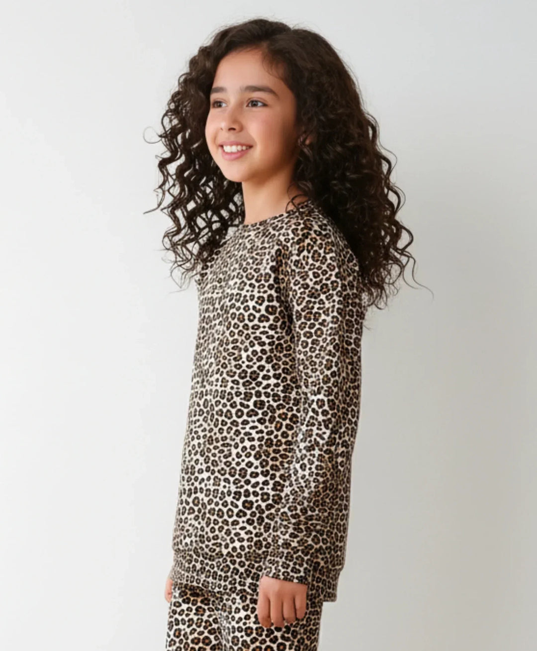 LEOPARD GIRLS FLEECE SWEATSHIRT - BROWN - Anthrilo 