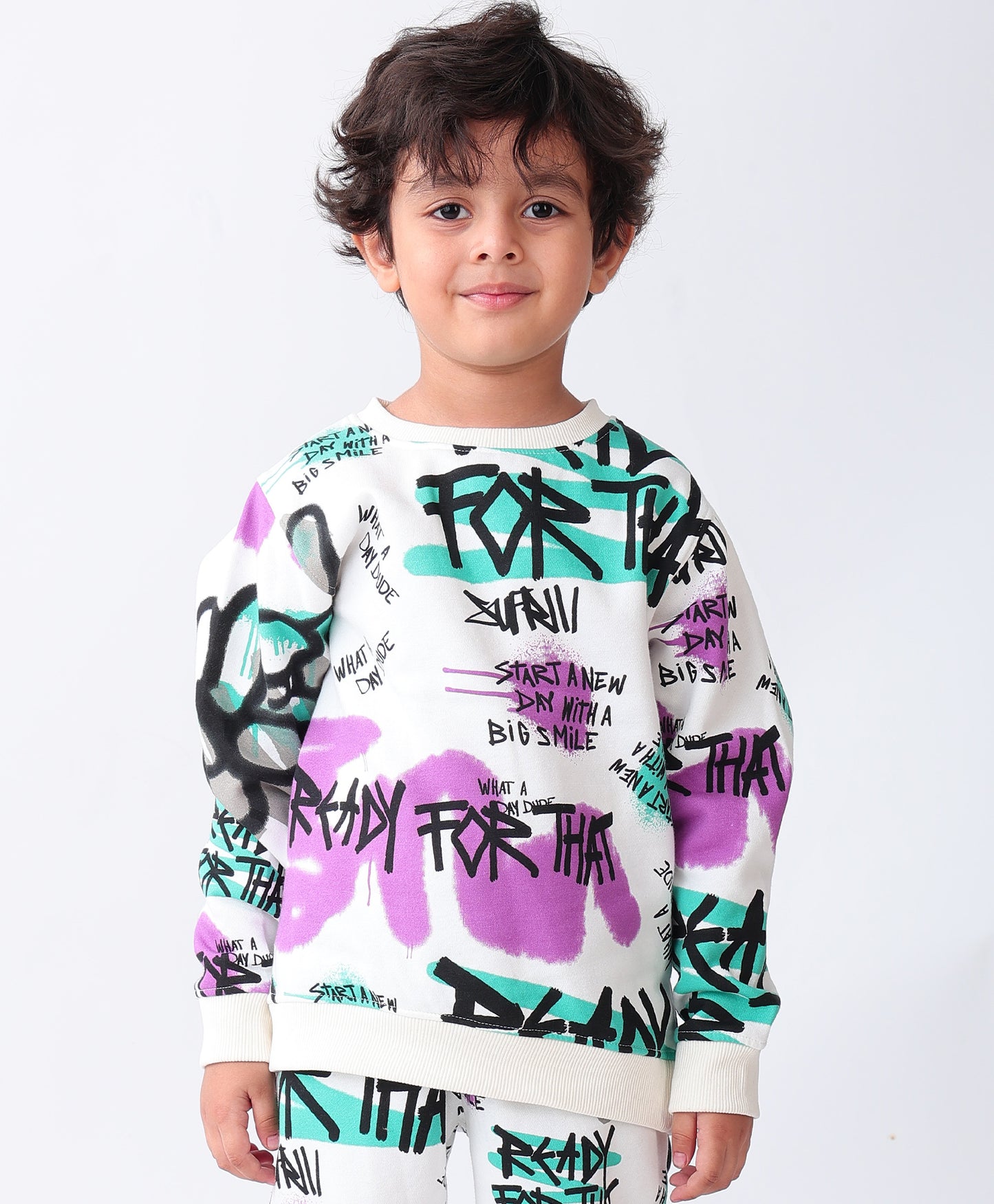 READY FOR THAT BOYS FLEECE SWEATSHIRT - WHITE