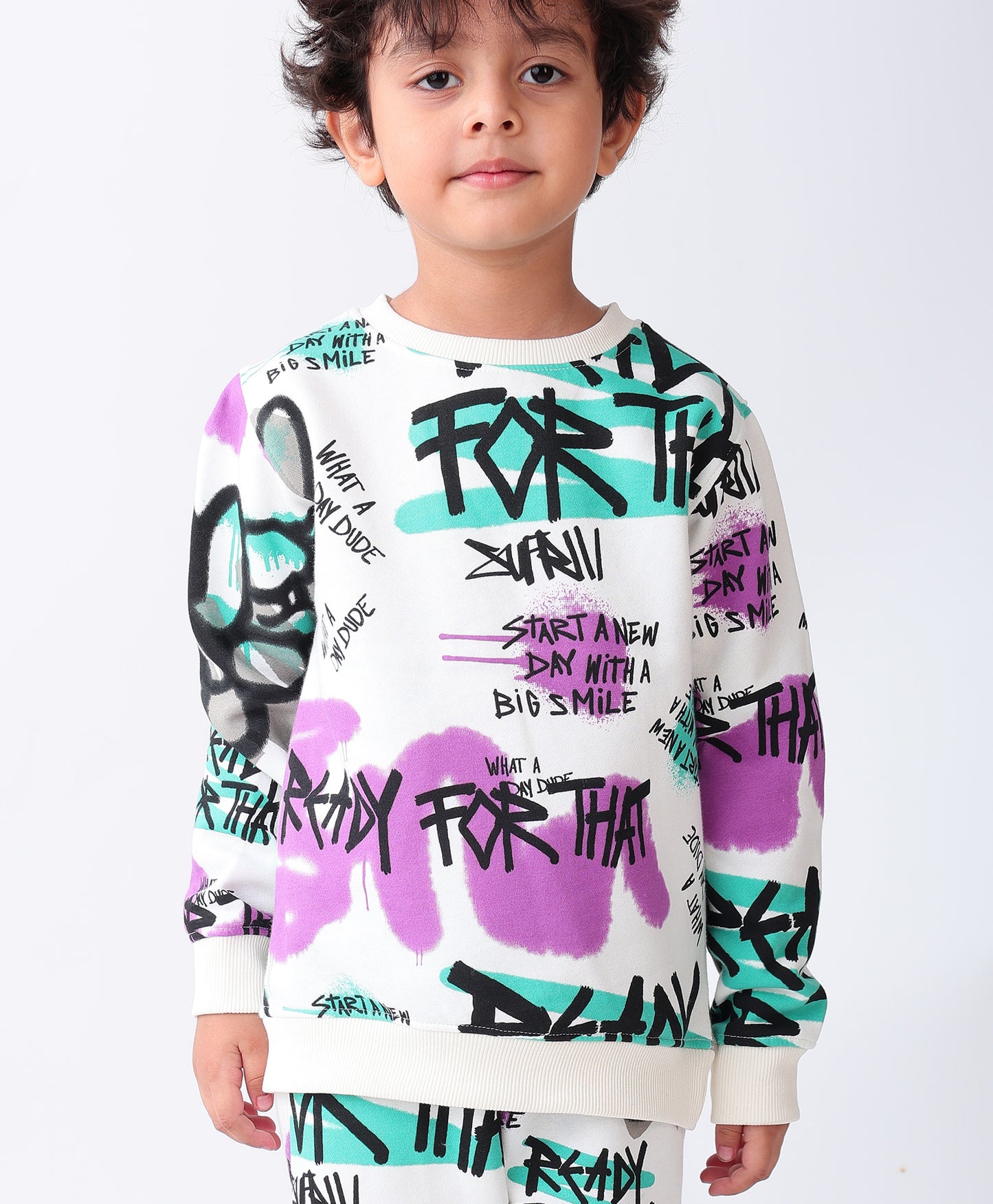 READY FOR THAT BOYS FLEECE SWEATSHIRT - WHITE