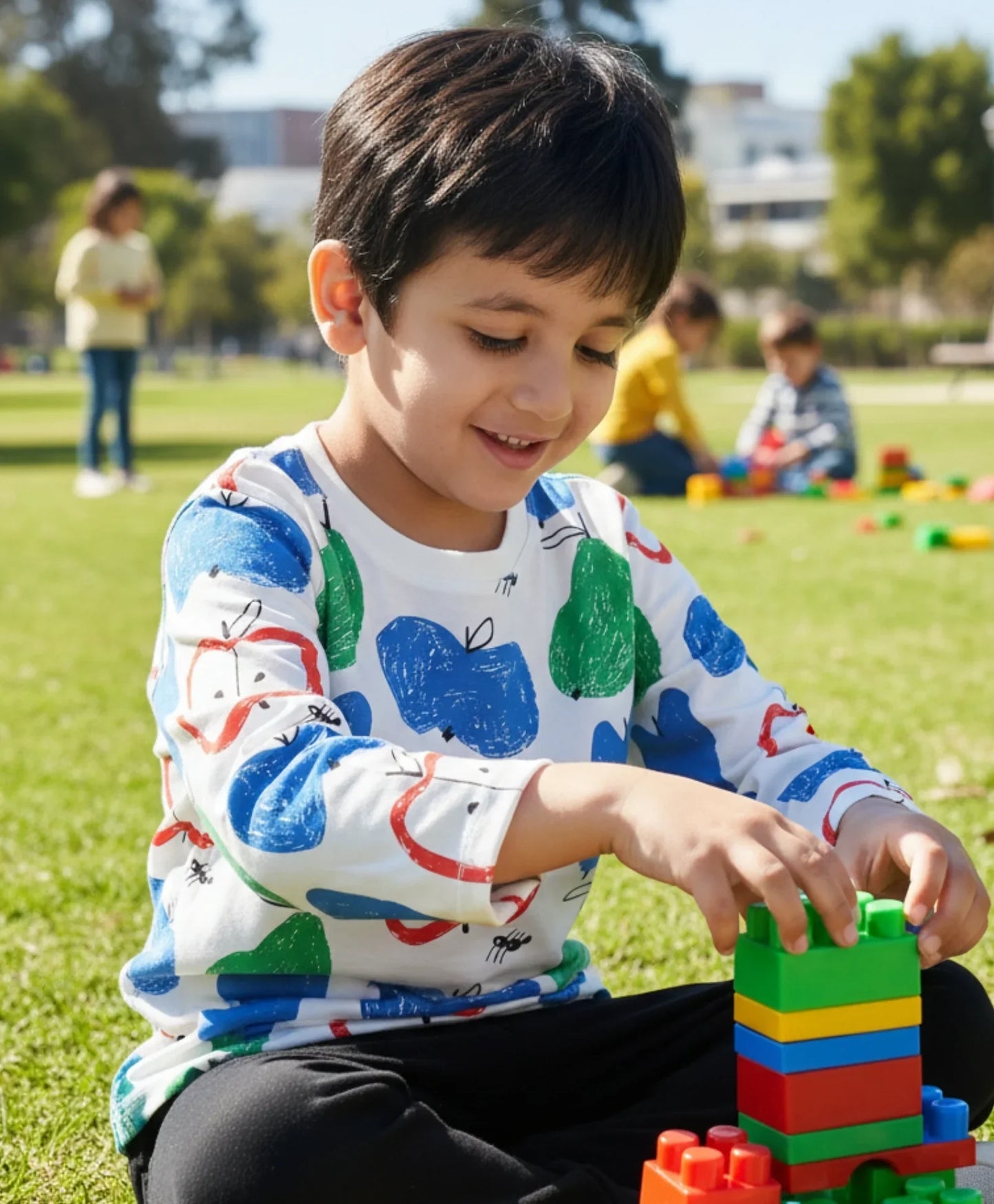 APPLE PEAR LONG SLEEVE BOYS T-SHIRT - WHITE