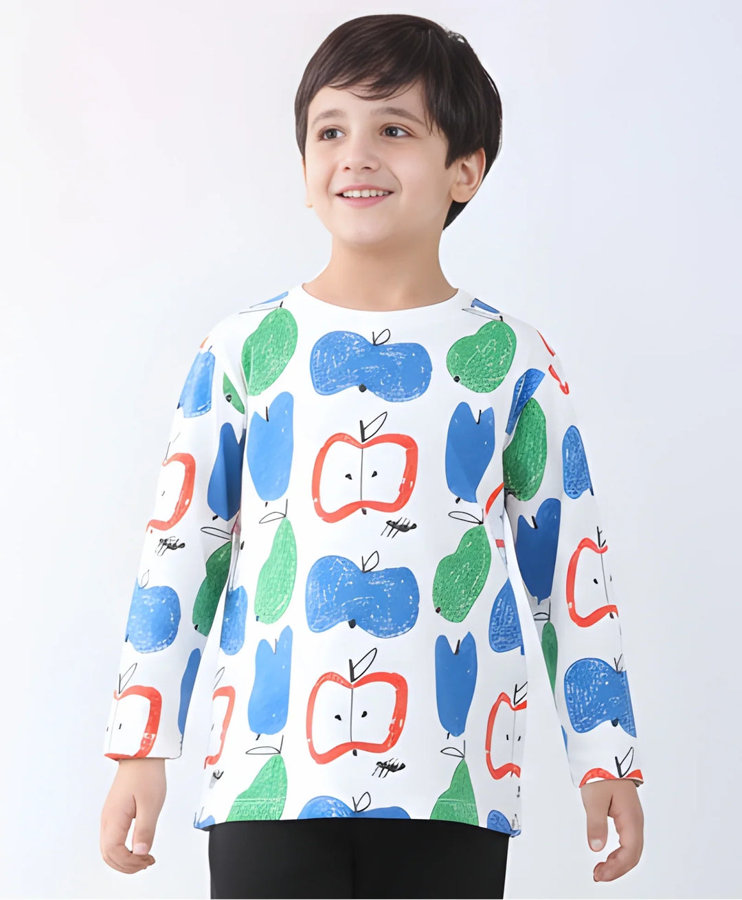 Apple Pear Long Sleeve Boys T-Shirt - White