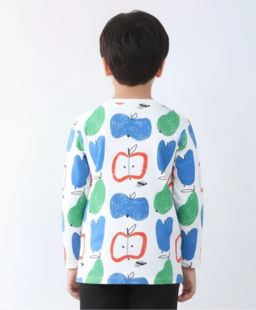 Apple Pear Long Sleeve Boys T-Shirt - White