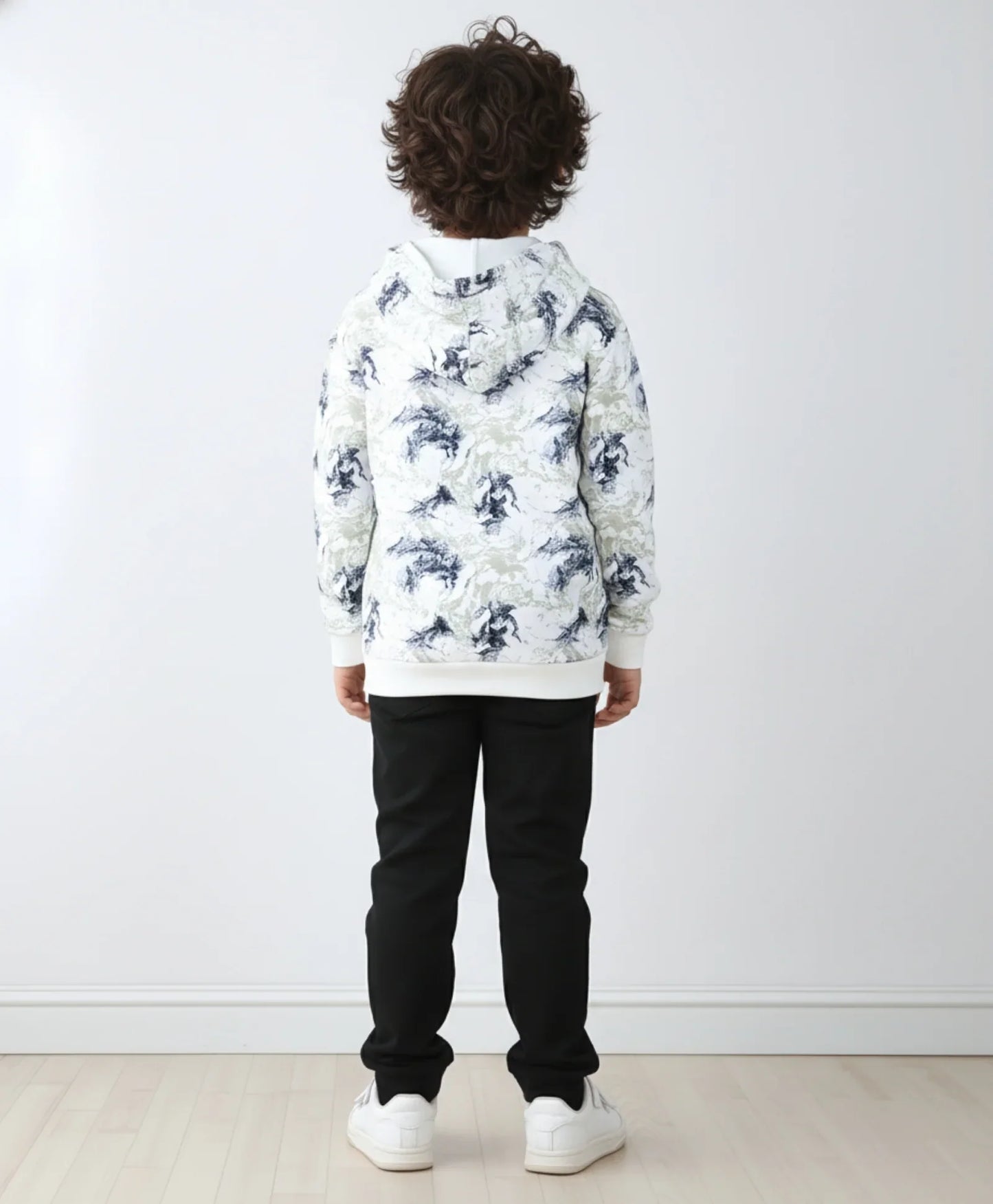 BLACK BLUE LIGHTING FLEECE BOYS HOODIE JOGGER SET - BLUE/BLACK