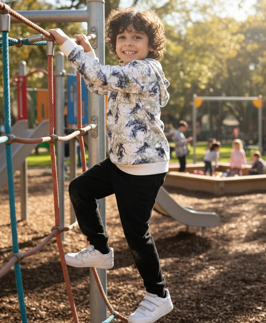 BLACK BLUE LIGHTING FLEECE BOYS HOODIE JOGGER SET - BLUE/BLACK