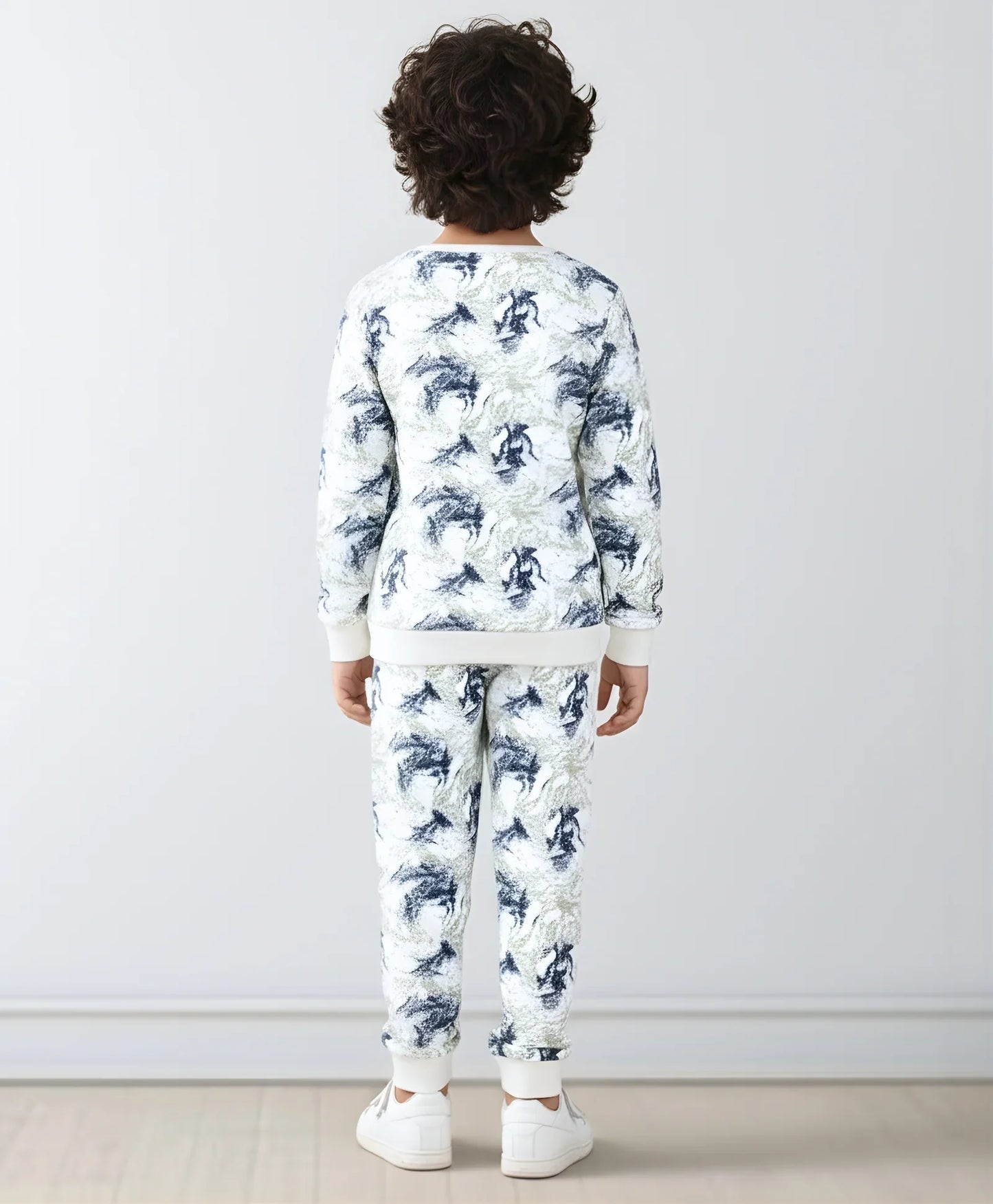 BLACK BLUE LIGHTING FLEECE BOYS SWEATSHIRT JOGGER SET - BLUE