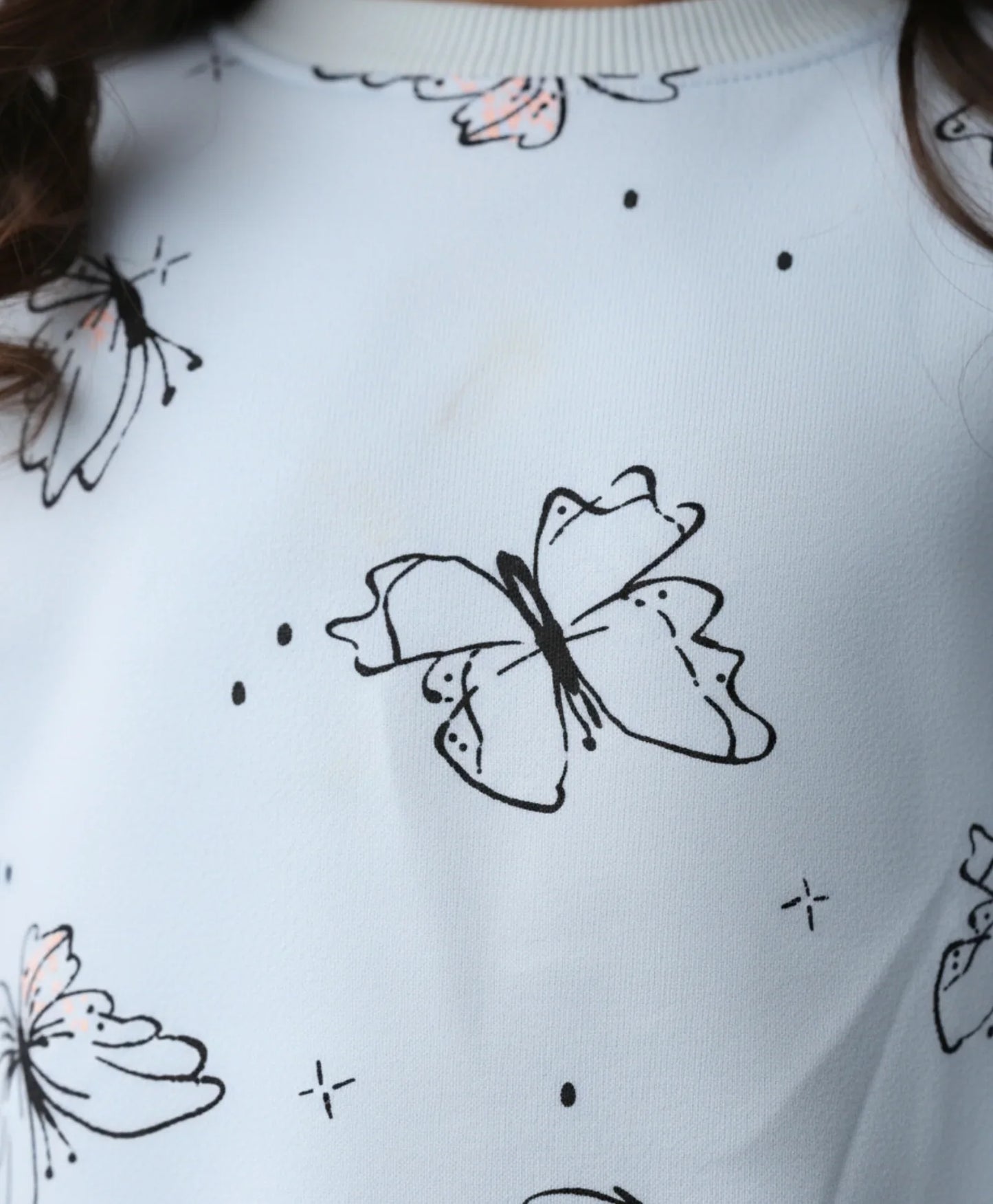 BUTTERFLY BLUE GIRLS FLEECE BLACK JOGGER SET - BLUE/BLACK