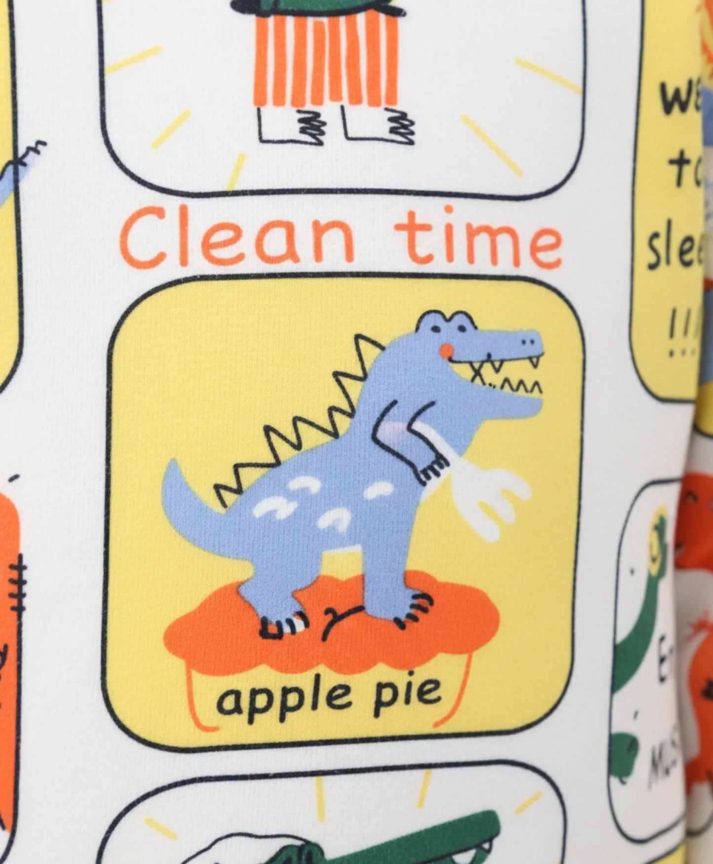 DINOSAUR STAMP FLEECE GIRLS SWEATSHIRT JOGGER SET - OFF WHITE