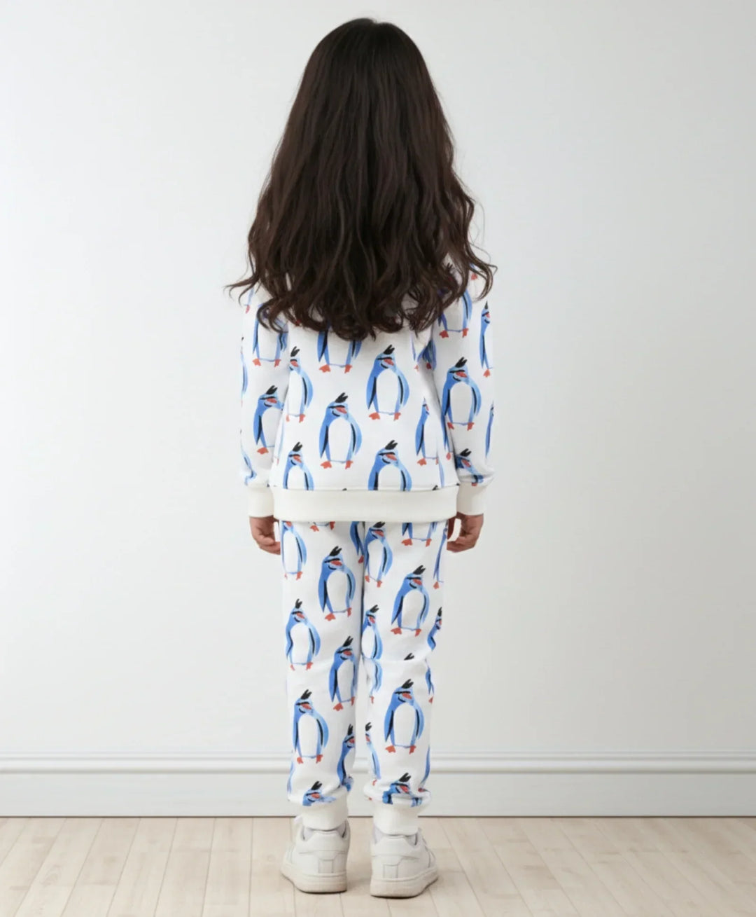 PENGUIN FLEECE GIRLS SWEATSHIRT JOGGER SET - OFF WHITE - Anthrilo 