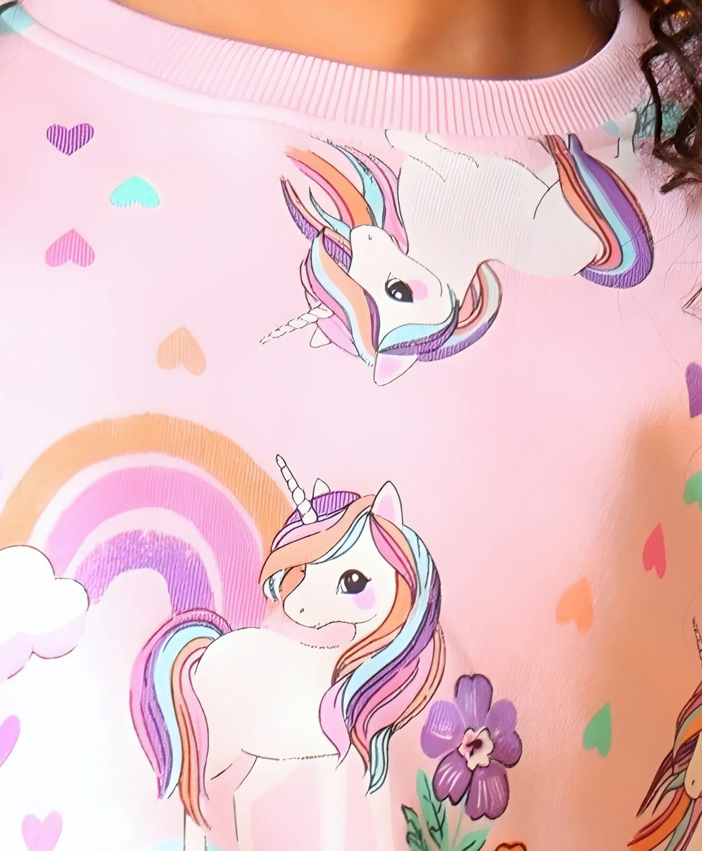 UNICORN HEART GIRLS FLEECE SWEATSHIRT JOGGER SET - PINK