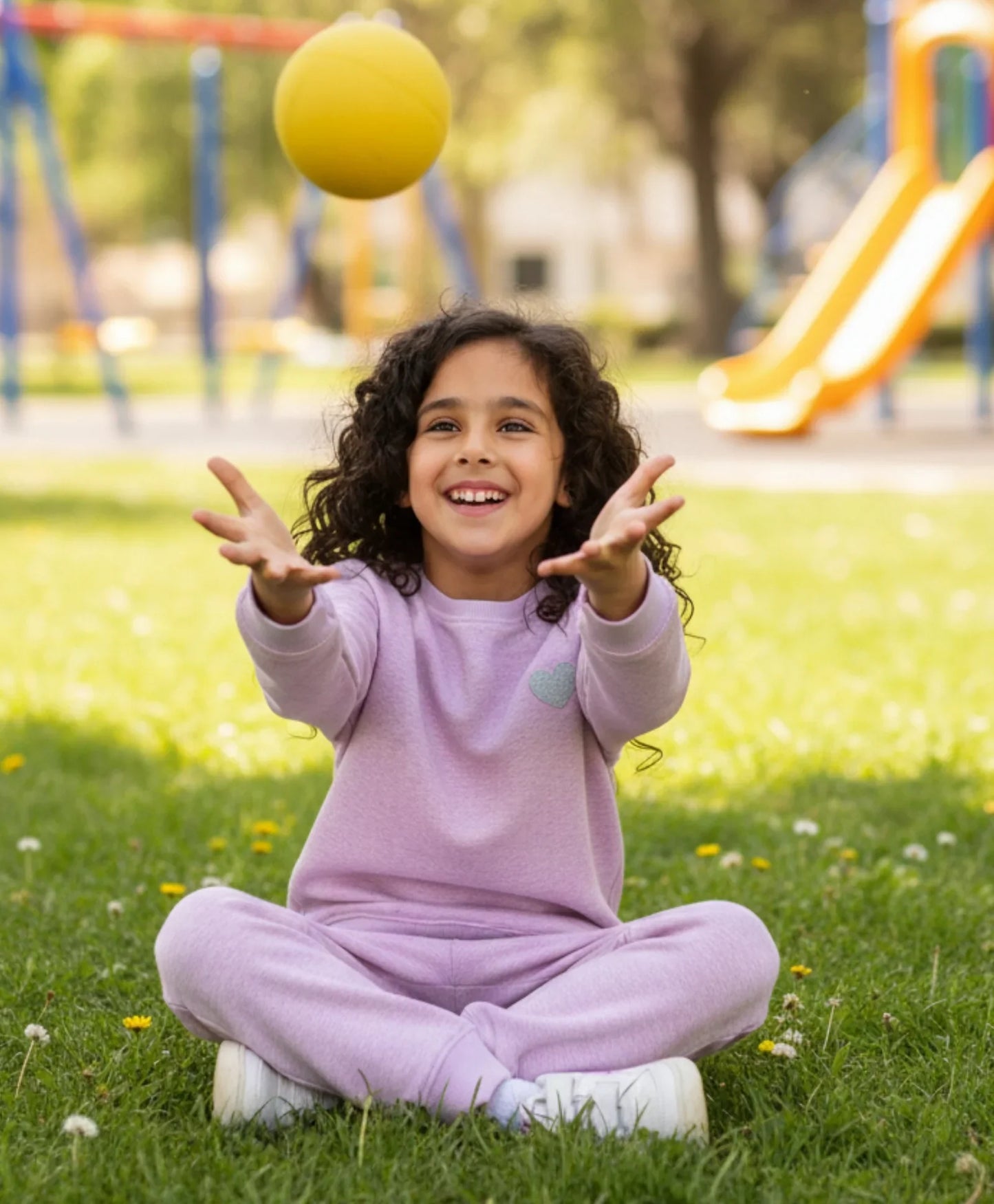 PURPLE MELANGE GIRLS FLEECE SWEATSHIRT JOGGER SET - PURPLE