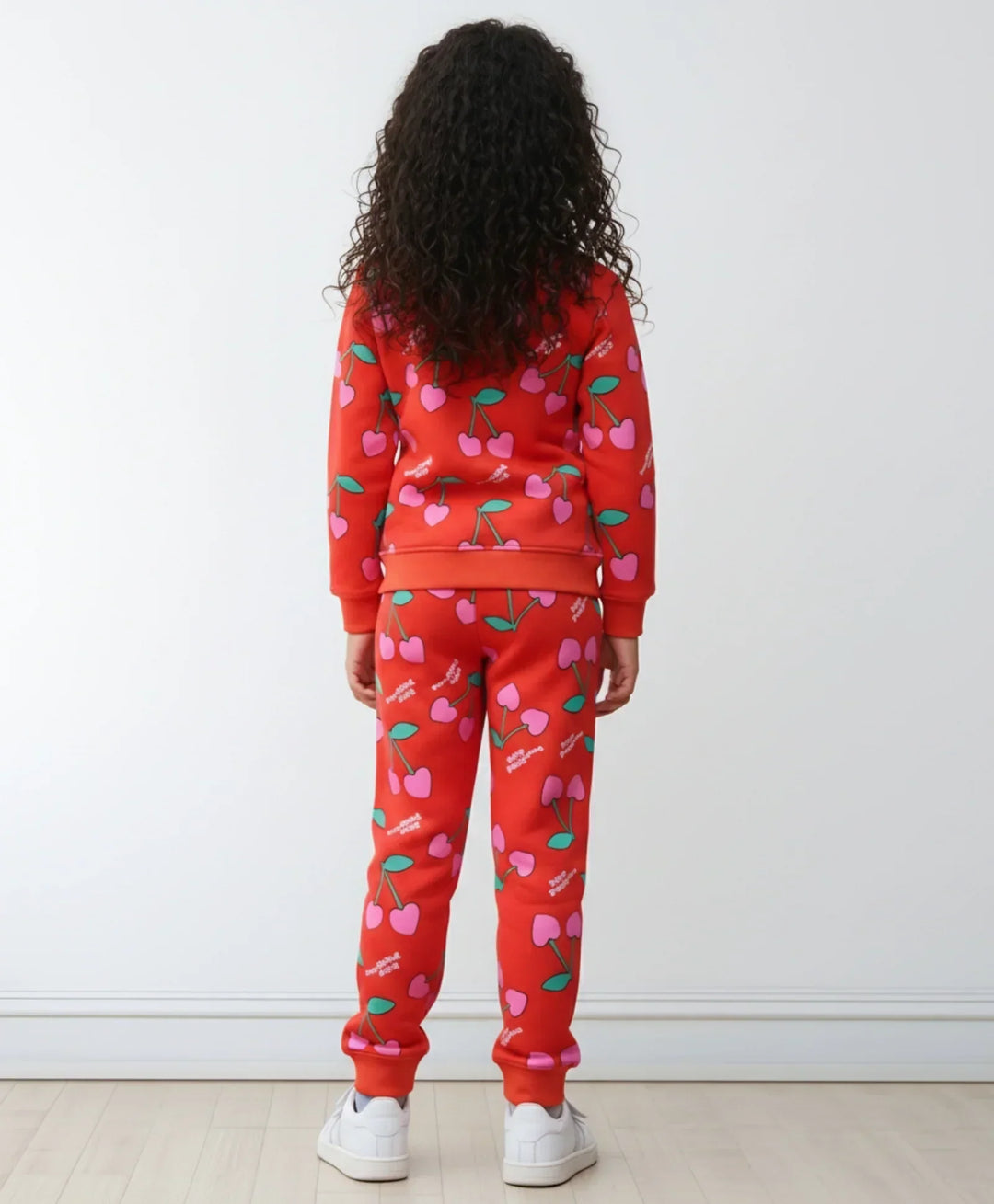CHERRY RED FLEECE GIRLS SWEATSHIRT JOGGER SET - RED - Anthrilo 