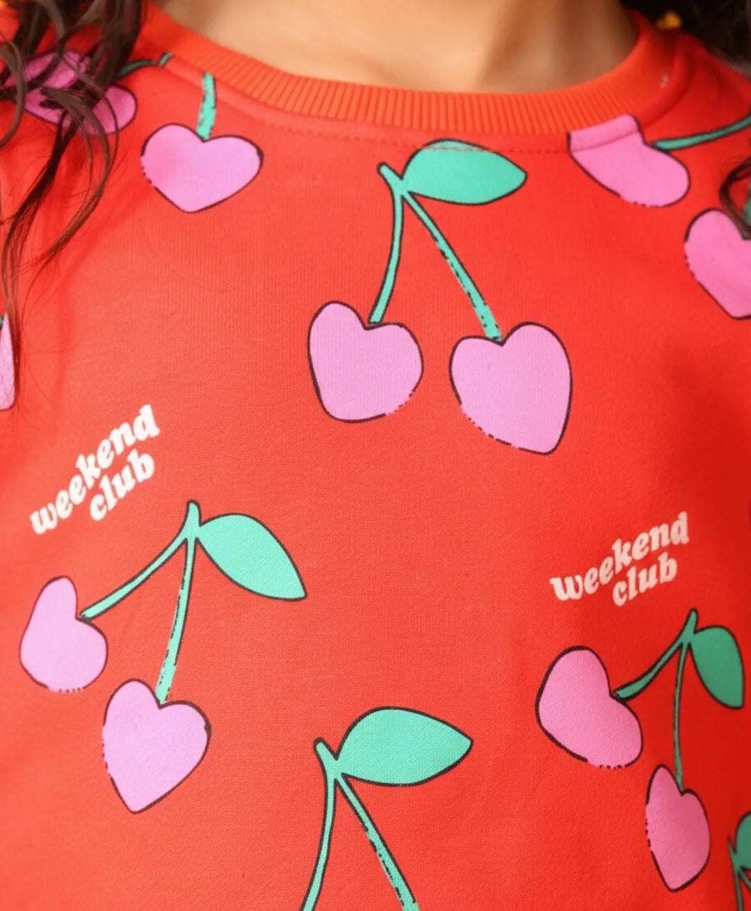 CHERRY RED FLEECE GIRLS SWEATSHIRT JOGGER SET - RED - Anthrilo 