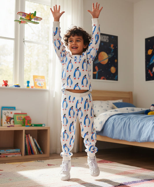 PENGUIN FLEECE BOYS SWEATSHIRT JOGGER SET - OFF WHITE