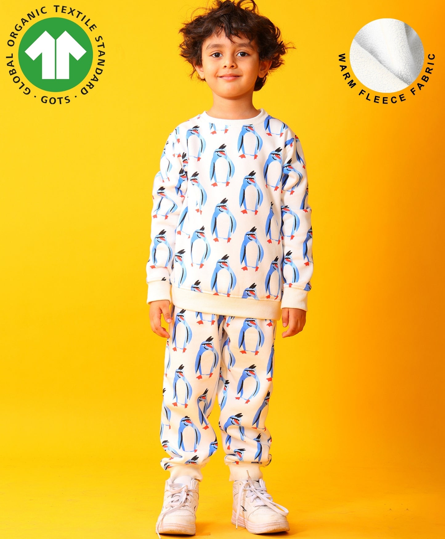 PENGUIN FLEECE BOYS SWEATSHIRT JOGGER SET - OFF WHITE