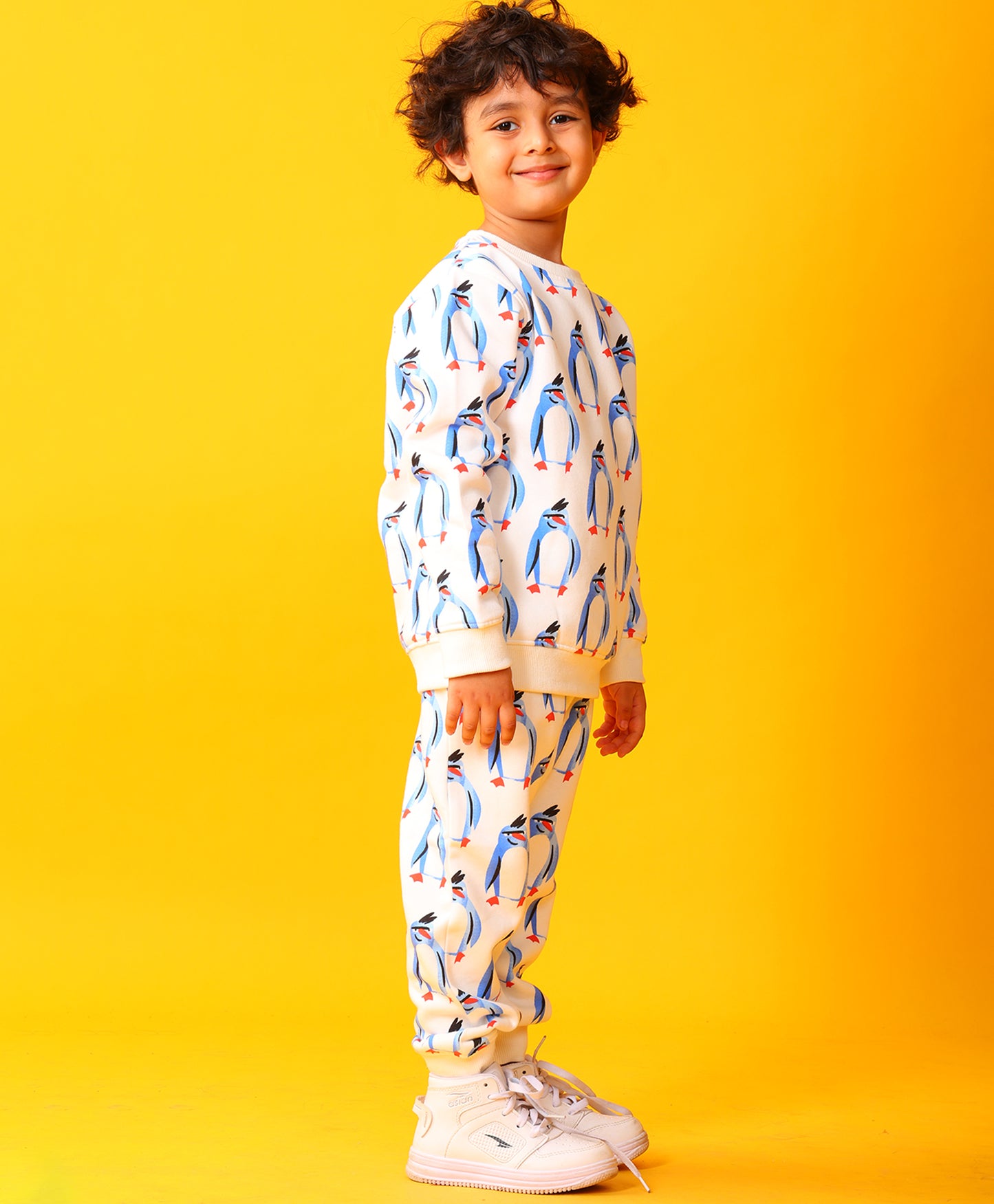 PENGUIN FLEECE BOYS SWEATSHIRT JOGGER SET - OFF WHITE