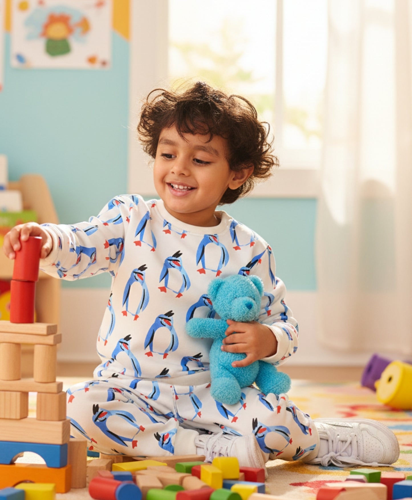 PENGUIN FLEECE BOYS SWEATSHIRT JOGGER SET - OFF WHITE