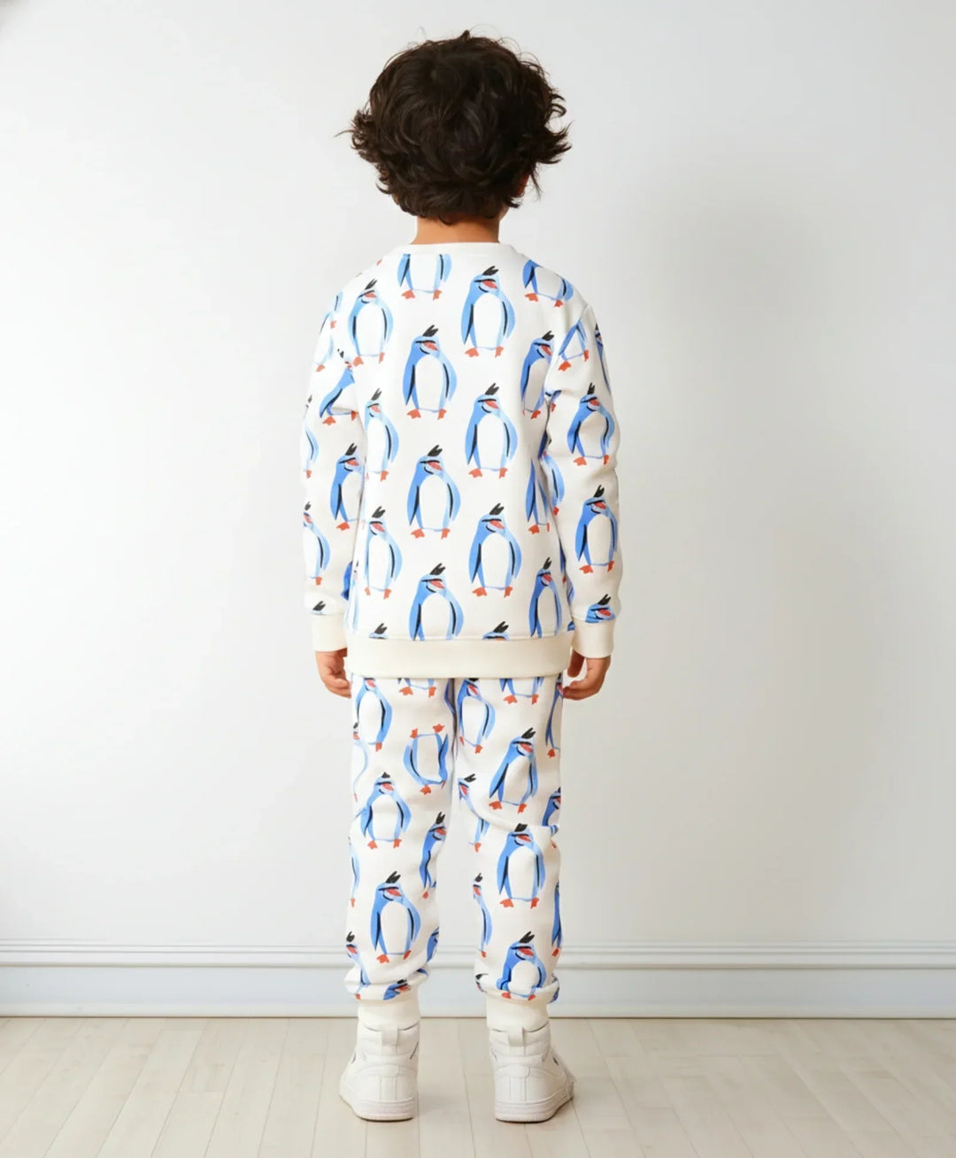 PENGUIN FLEECE BOYS SWEATSHIRT JOGGER SET - OFF WHITE - Anthrilo 