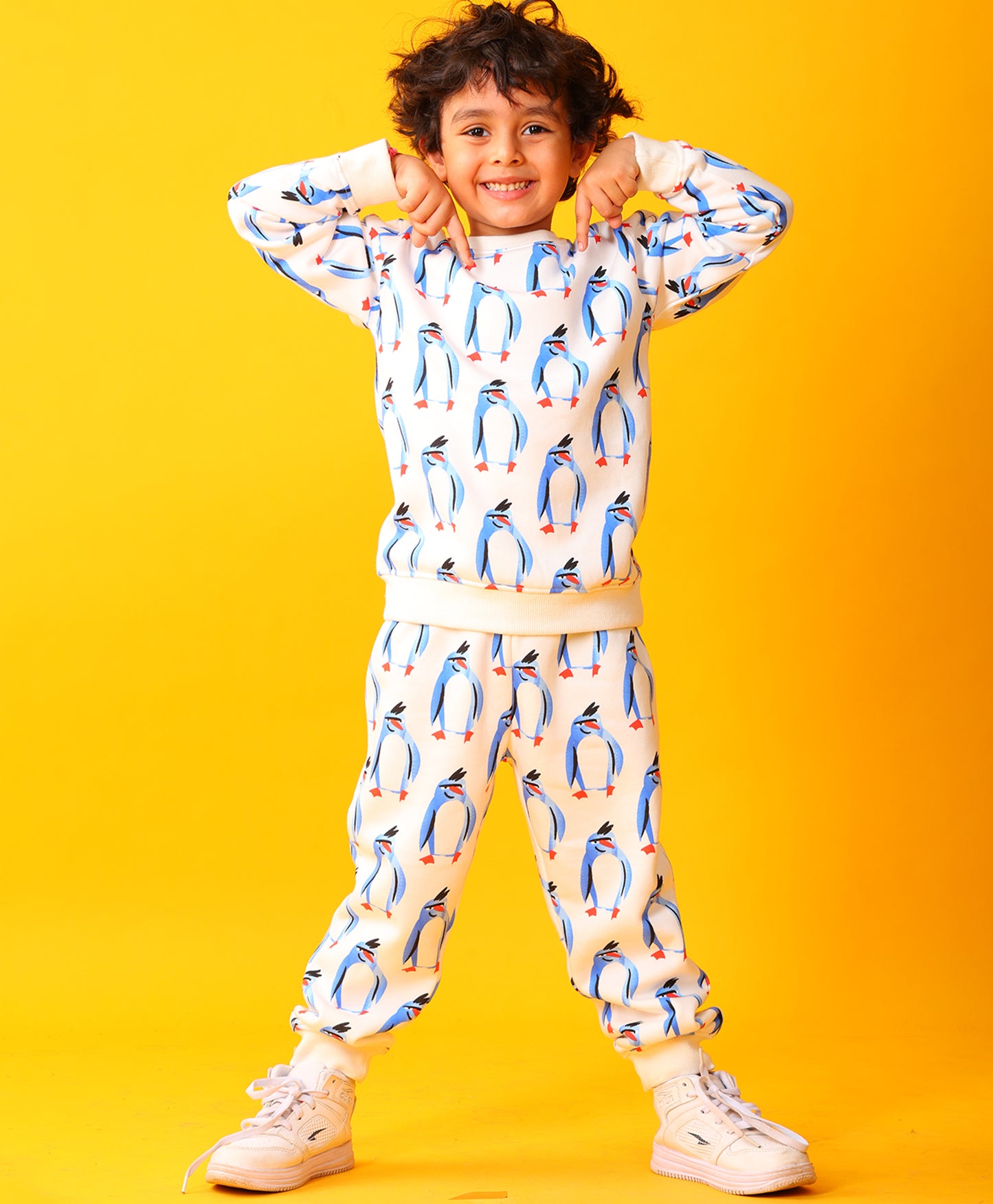 PENGUIN FLEECE BOYS SWEATSHIRT JOGGER SET - OFF WHITE