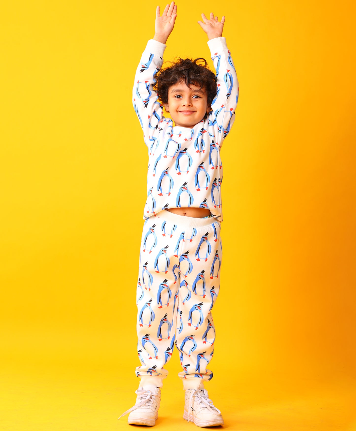 PENGUIN FLEECE BOYS SWEATSHIRT JOGGER SET - OFF WHITE