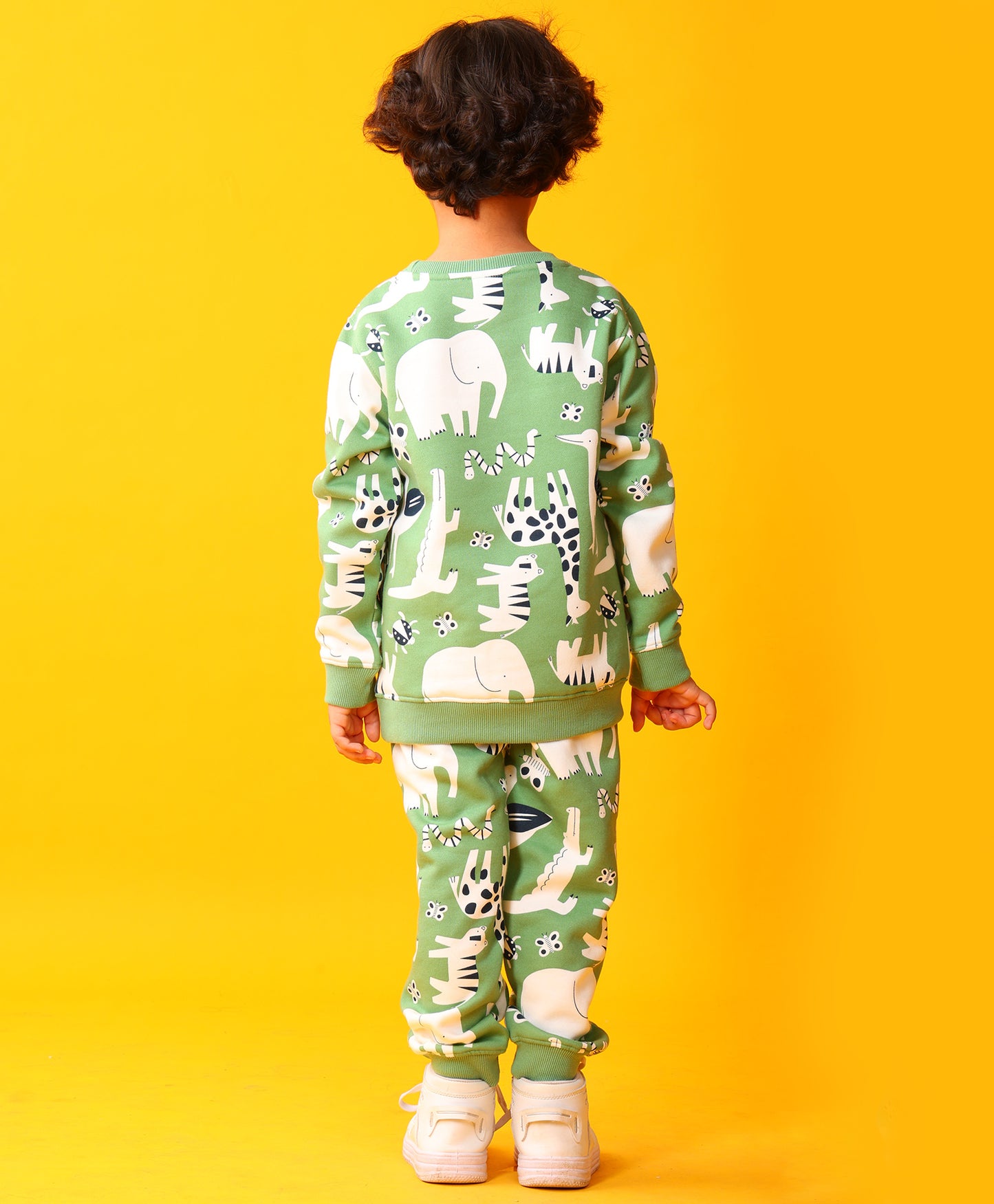 ANIMAL GREEN FLEECE BOYS SWEATSHIRT JOGGER SET - GREEN