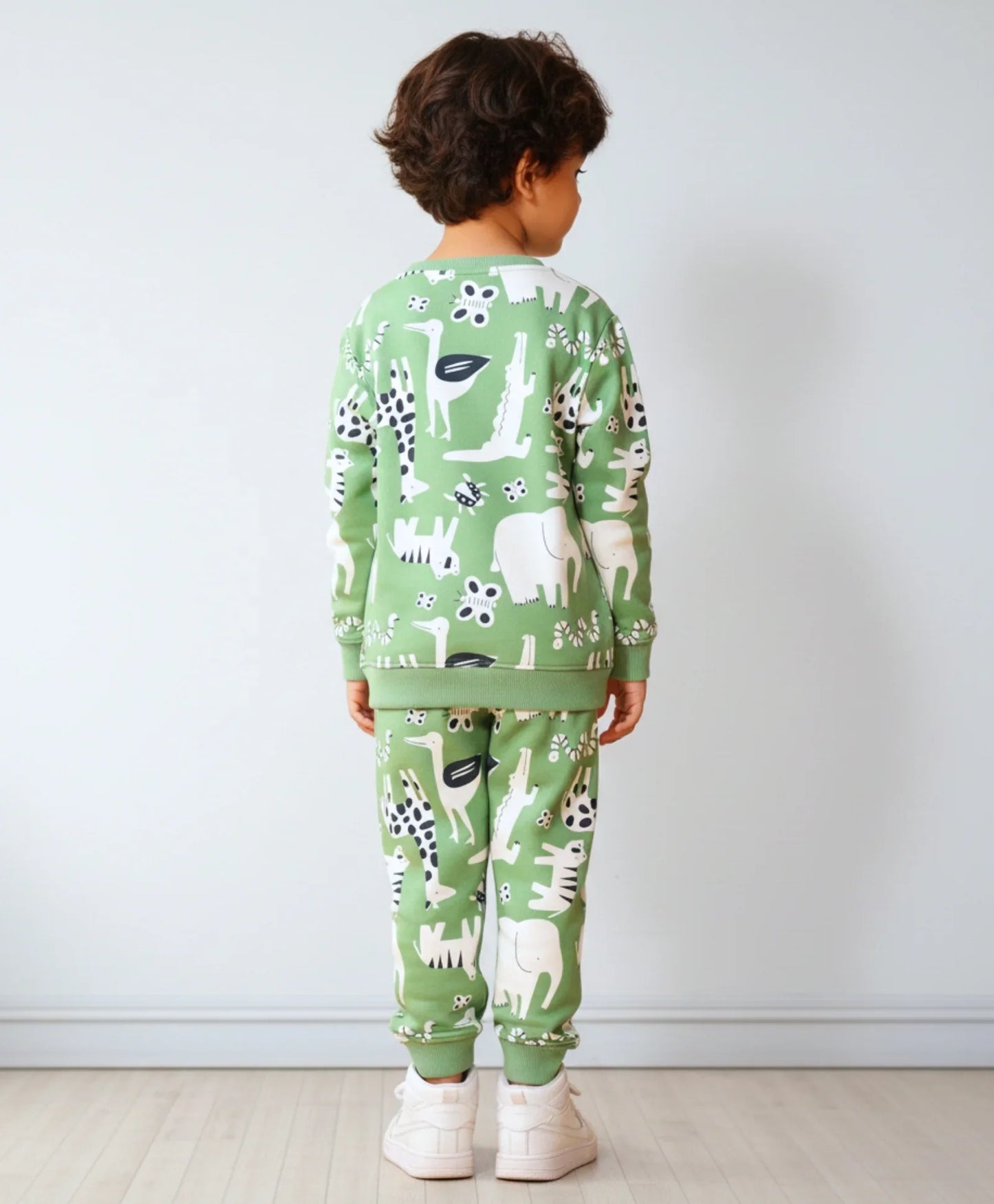 ANIMAL GREEN FLEECE BOYS SWEATSHIRT JOGGER SET - GREEN