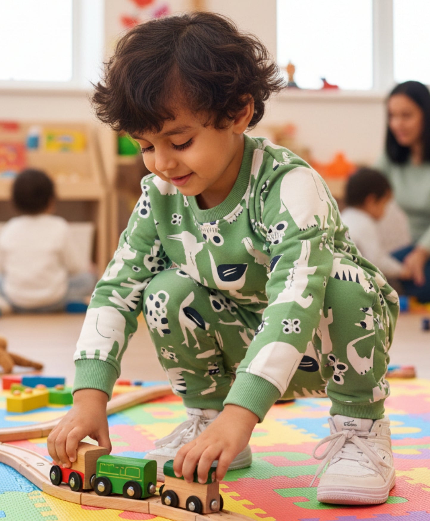 ANIMAL GREEN FLEECE BOYS SWEATSHIRT JOGGER SET - GREEN