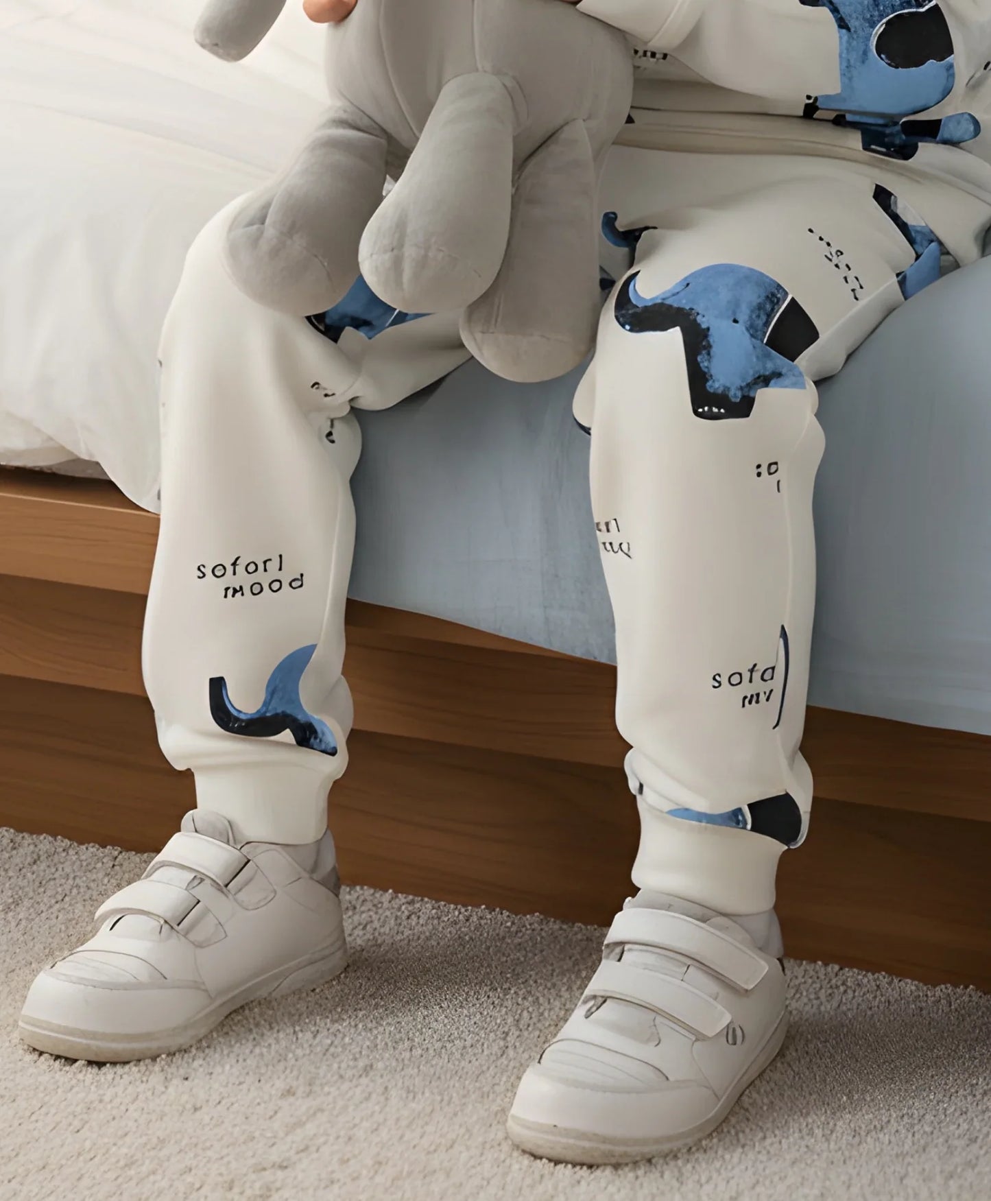 ELEPHANT SAFARI GIRLS FLEECE JOGGER - WHITE