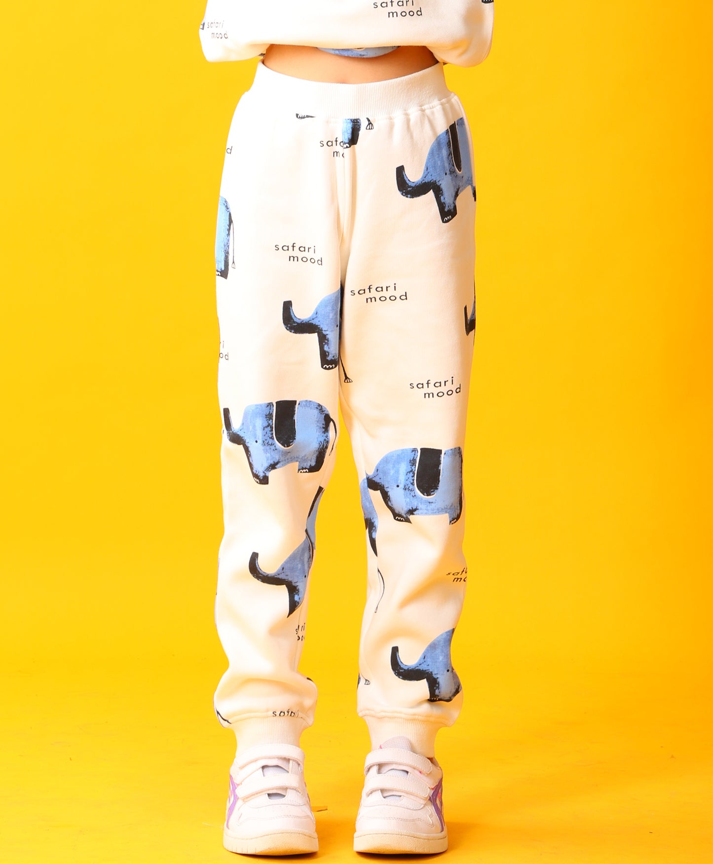 ELEPHANT SAFARI GIRLS FLEECE JOGGER - WHITE