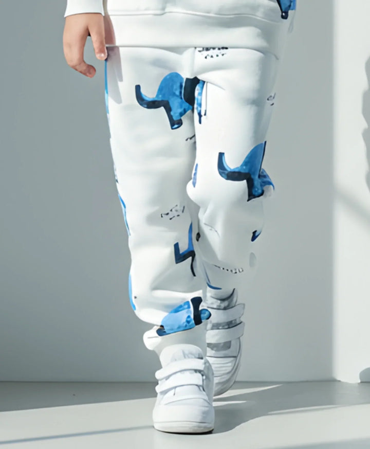ELEPHANT SAFARI GIRLS FLEECE JOGGER - WHITE - Anthrilo 
