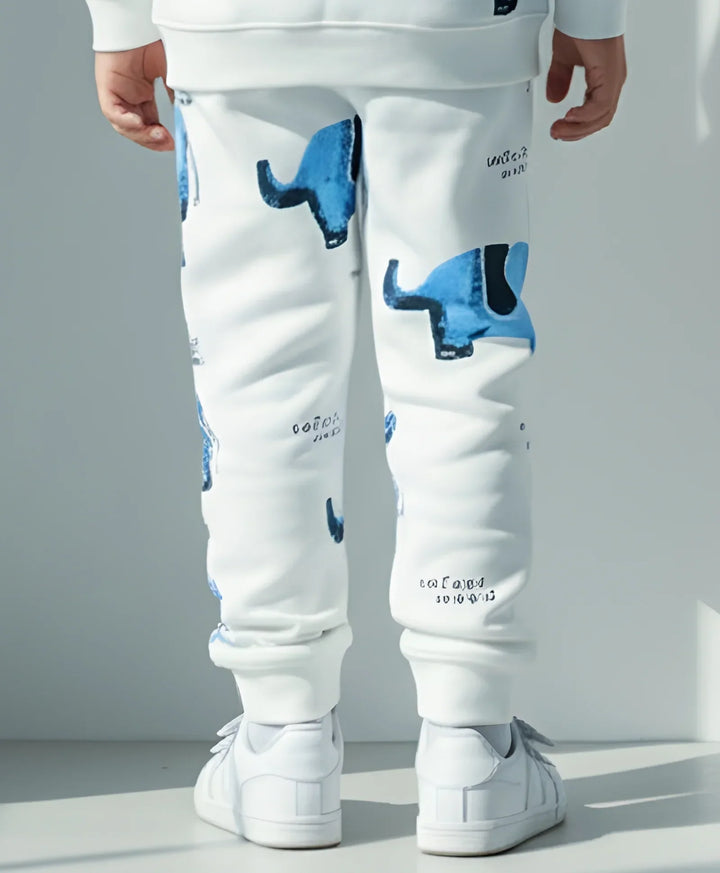 ELEPHANT SAFARI GIRLS FLEECE JOGGER - WHITE - Anthrilo 