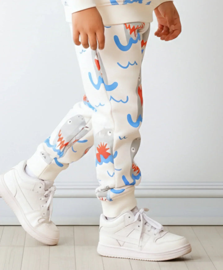 SLEEPY SHARK GIRLS FLEECE JOGGER - OFF WHITE
