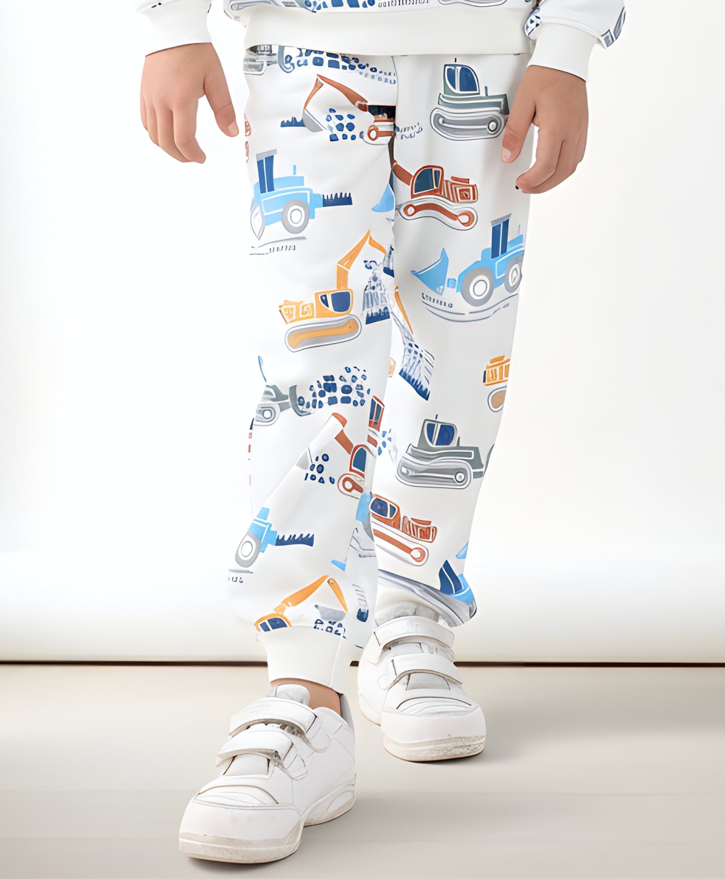 DIGGER PRINT FLEECE GIRLS JOGGER - OFF WHITE