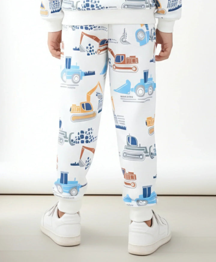 DIGGER PRINT FLEECE GIRLS JOGGER - OFF WHITE - Anthrilo 