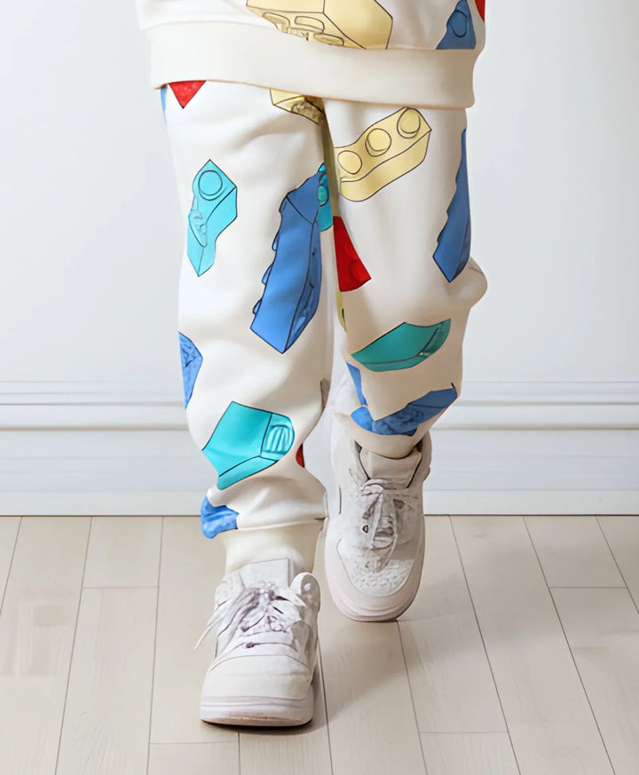 BLOCK BUILDER FLEECE GIRLS JOGGER - OFF WHITE - Anthrilo 