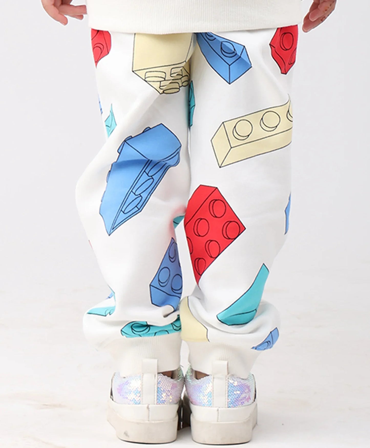 BLOCK BUILDER FLEECE GIRLS JOGGER - OFF WHITE