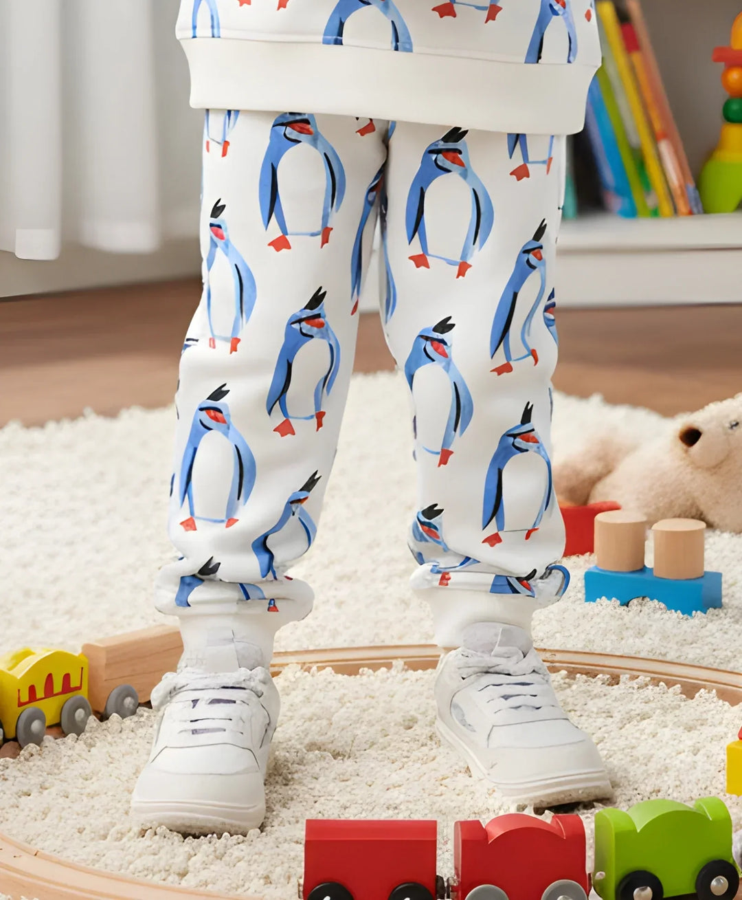 PENGUIN FLEECE GIRLS JOGGER - OFF WHITE - Anthrilo 