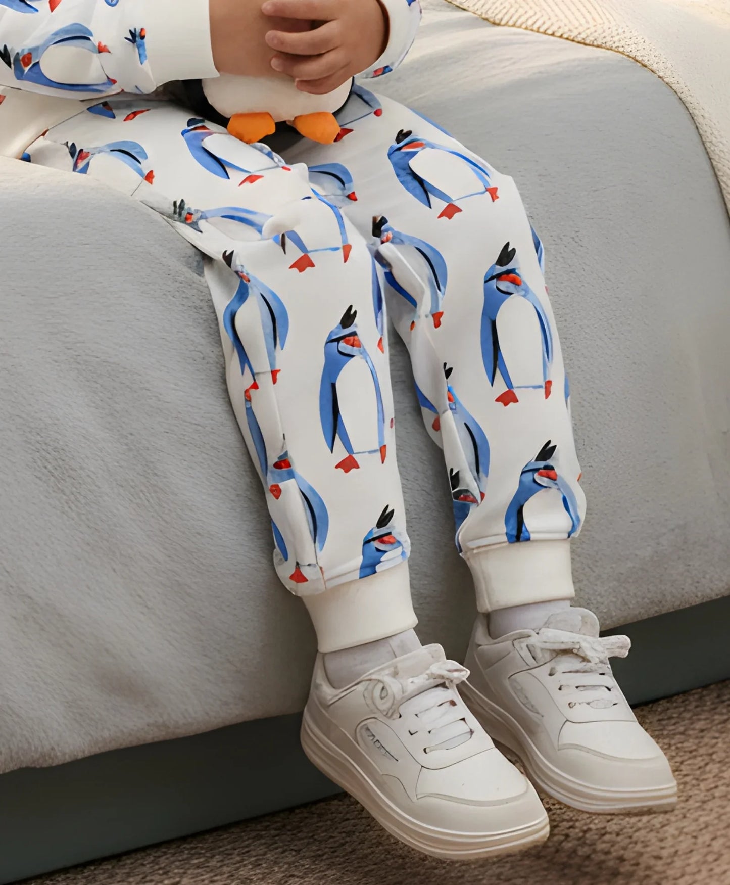 PENGUIN FLEECE GIRLS JOGGER - OFF WHITE