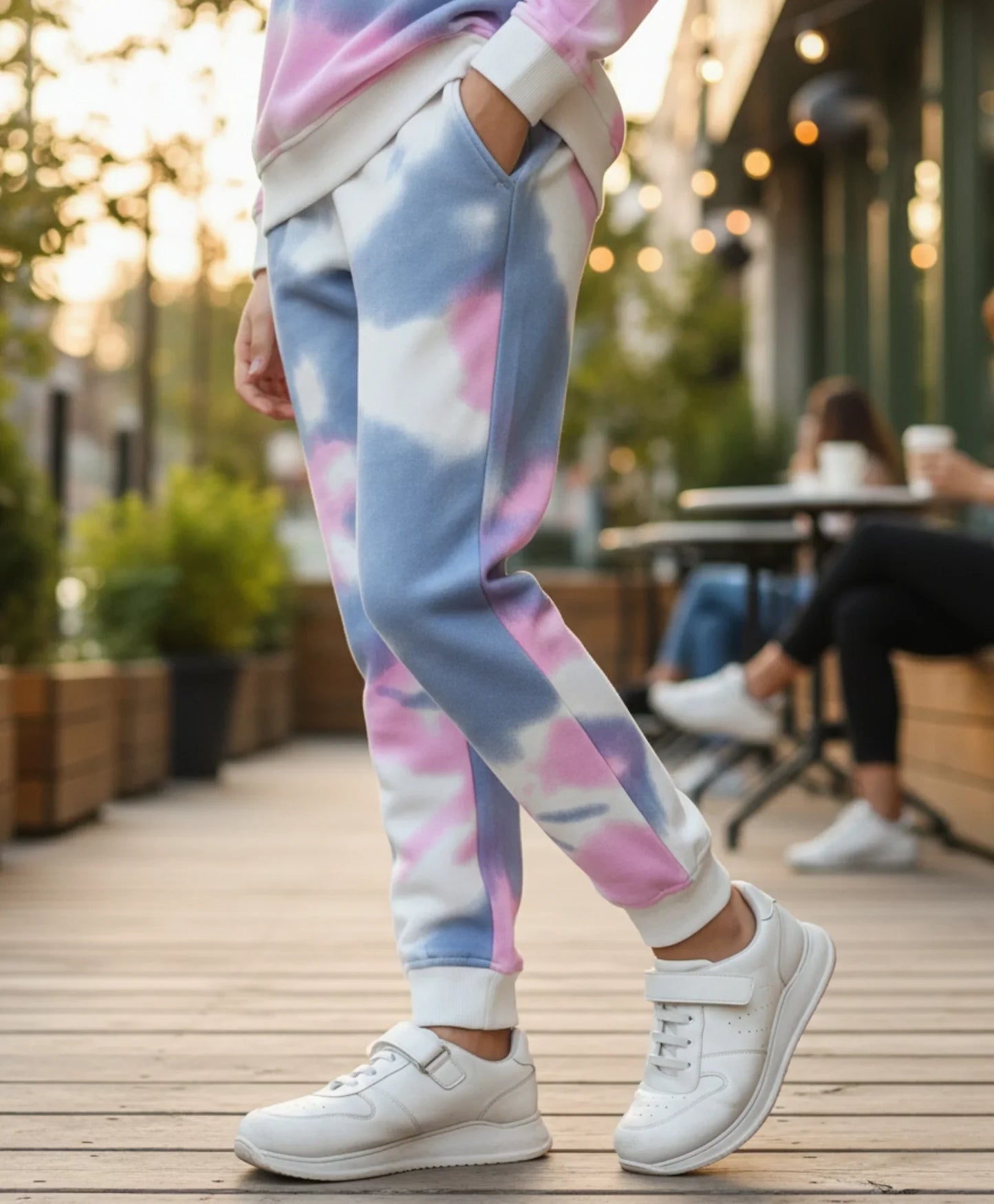 BLUE PINK TIE DYE FLEECE JOGGER - PINK