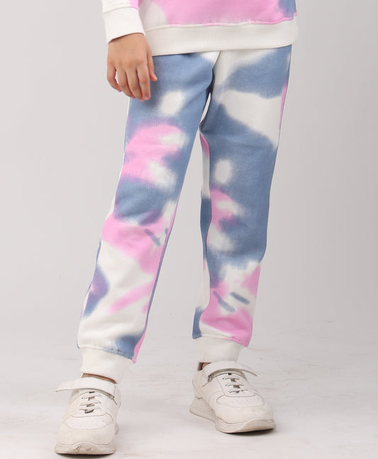 BLUE PINK TIE DYE FLEECE JOGGER - PINK