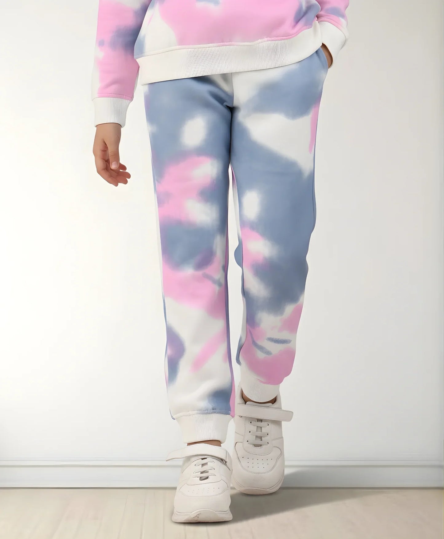 BLUE PINK TIE DYE FLEECE JOGGER - PINK