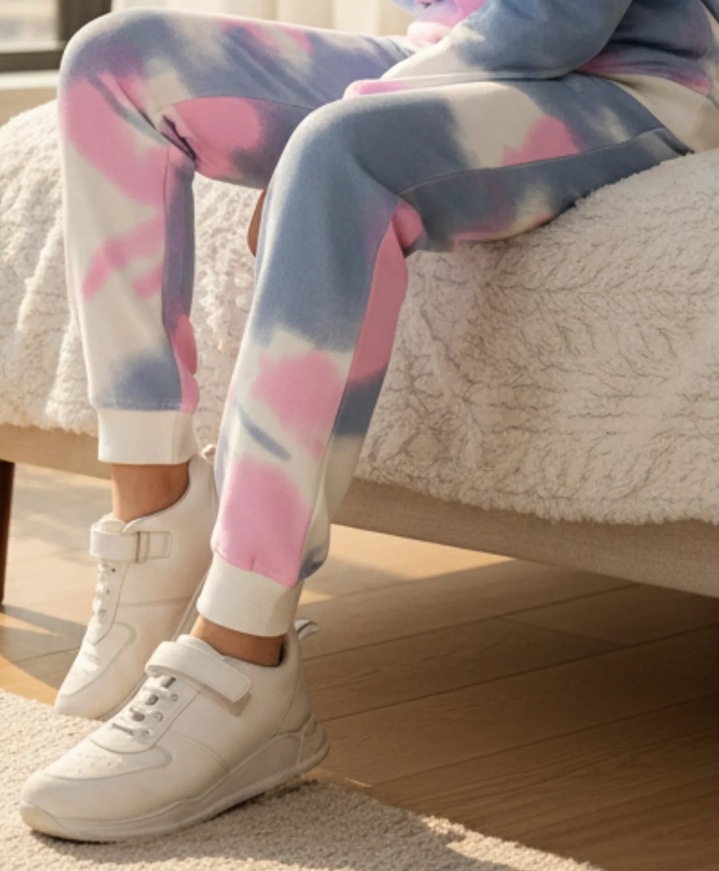 BLUE PINK TIE DYE FLEECE JOGGER - PINK