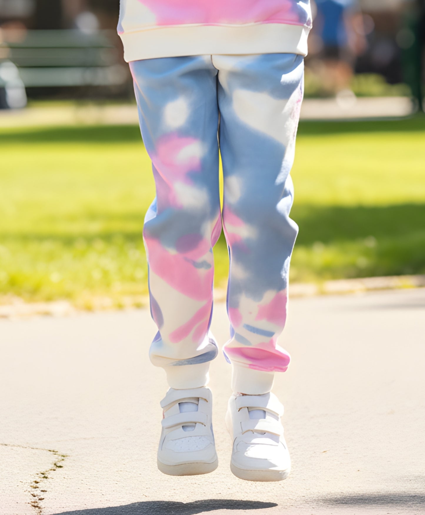 BLUE PINK TIE DYE FLEECE JOGGER - PINK